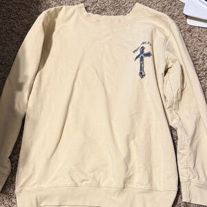 SHEIN Cream Sweatshirt with Cross Detail